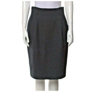 I.MAGNIN Black Wool Skirt | Slit Pockets | Belt Loops | Zip Closure | Size 10
